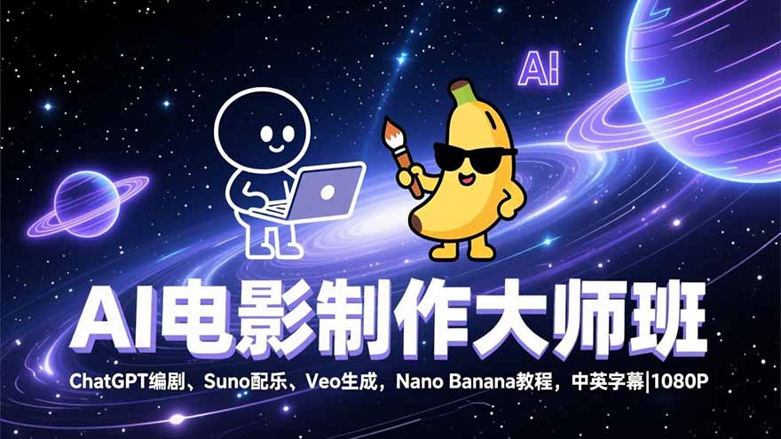 AI电影制作大师班：ChatGPT编剧、Suno配乐、Veo生成，Nano Banana教程，中英字幕|1080P-weicye