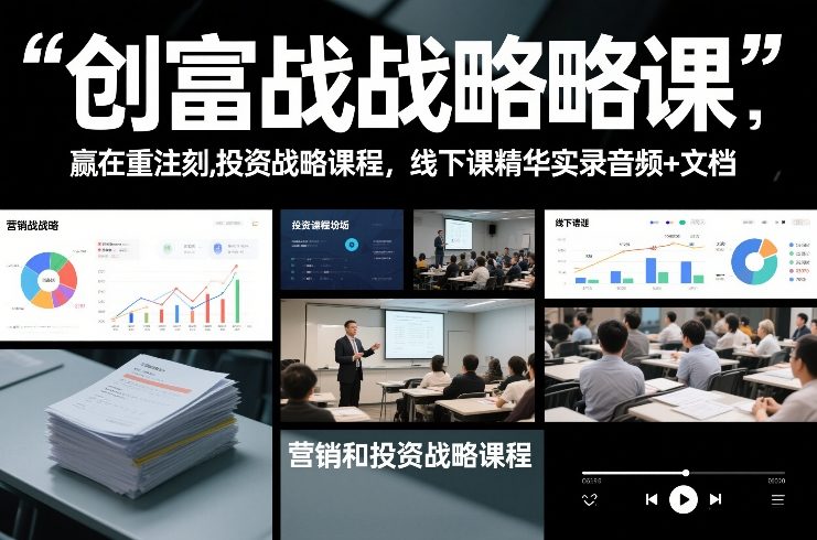 创富战略课，赢在重注时刻，营销和投资战略课程，线下课精华实录音频+文档-weicye