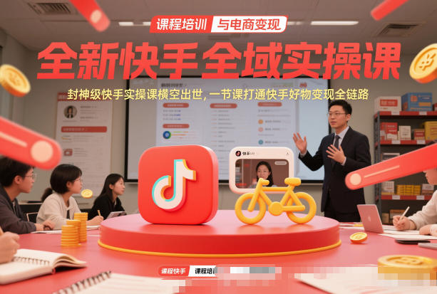 全新快手全域实操课，封神级快手实操课横空出世，一节课打通快手好物变现全链路-weicye