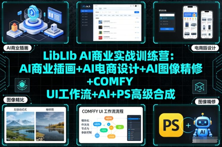 LibLIb AI商业实战训练营：AI商业插画+AI电商设计+AI图像精修+COMFY UI工作流+AI+PS高级合成-weicye