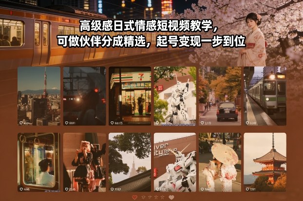 高级感日式情感短视频教学，可做伙伴分成精选，起号变现一步到位-weicye
