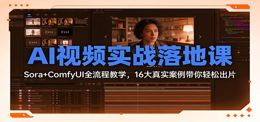 AI视频实战落地课：Sora+ComfyUI全流程教学，16大真实案例带你轻松出片-weicye