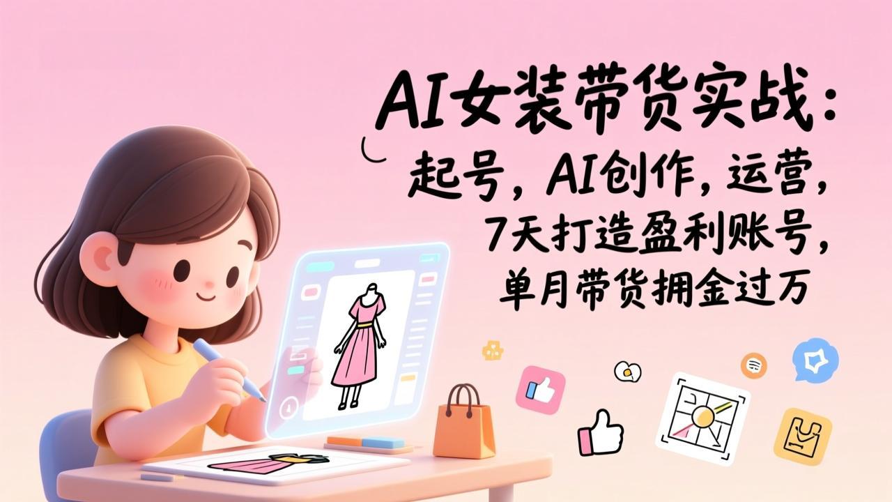 AI女装带货实战：起号，AI创作，运营，7天打造盈利账号，单月带货佣金过万-weicye