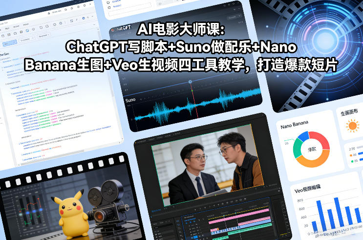AI电影大师课：ChatGPT写脚本+Suno做配乐+Nano Banana生图+Veo生视频，打造爆款短片-weicye