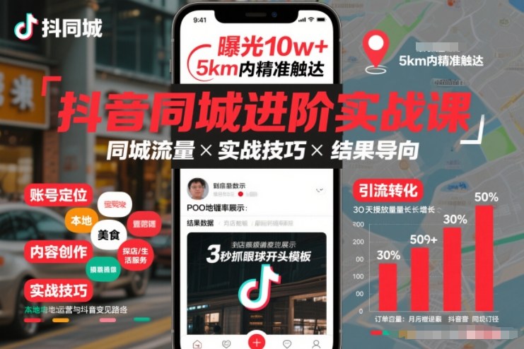 抖音同城进阶实战课，助你同城流量拿到结果-weicye