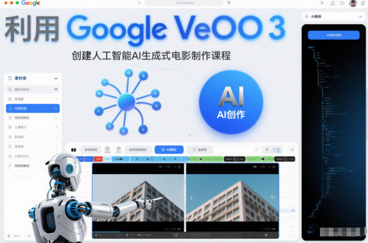 利l用Google Veo 3创建人工智能AI生成式电影制作课程，使用人工智能的力量创建令人惊叹的视频-weicye