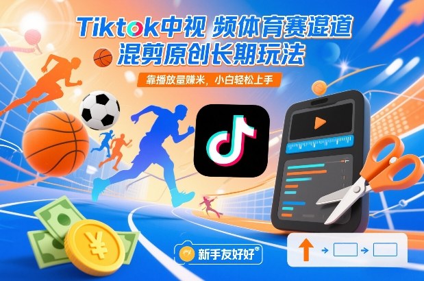 Tiktok中视频体育赛道混剪原创长期玩法，靠播放量賺米，小白轻松上手-weicye