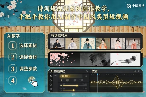 古诗词短视频案例制作教学，手把手教你用AI制作中国风类型短视频-weicye