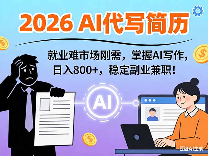 AI代写简历，超暴利，用万能模板月入1-3万实战教程，2026年市场刚需！-weicye
