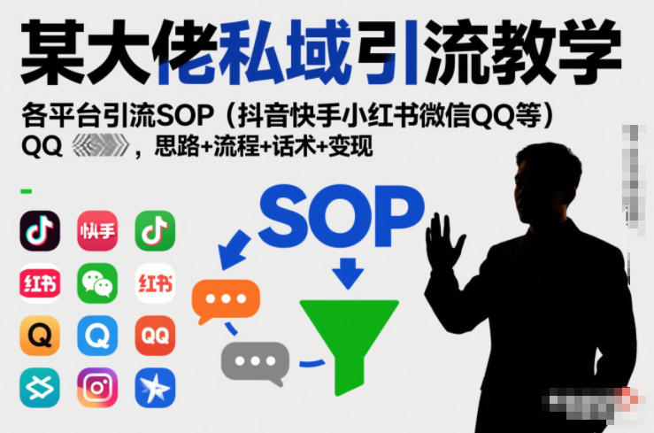 某大佬私域引流教学，各平台引流SOP(抖音快手小红书微信QQ等)，思路+流程+话术+变现-weicye