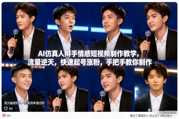 AI仿真人辩手情感短视频制作教学，流量逆天，快速起号涨粉，手把手教你制作-weicye