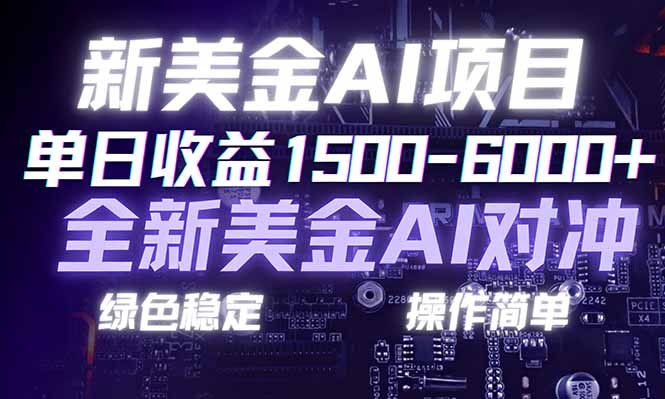 日赚1500-6000+，新美金 AI 对冲项目，合规稳定，小白易上手，创业副业优选，可复制放大-weicye