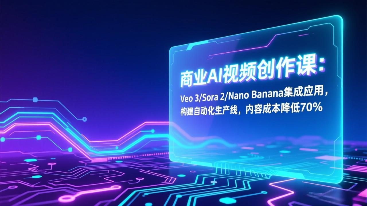 商业AI视频创作课：Veo 3/Sora 2/Nano Banana集成应用，构建自动化生产线，内容成本降低70%-weicye
