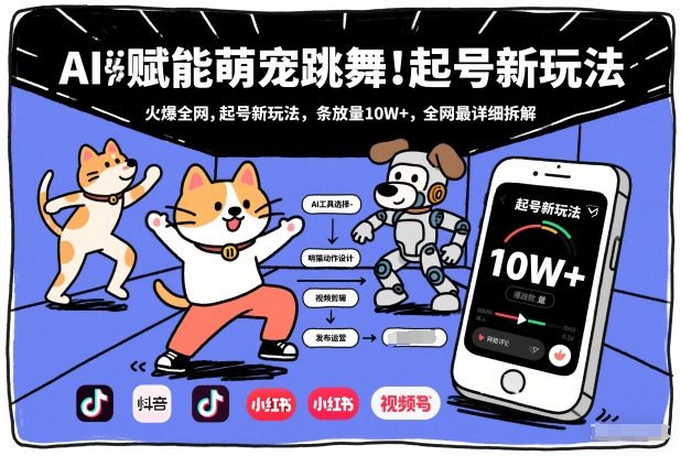 AI赋能萌宠跳舞，火爆全网，起号新玩法，条条播放量10W+，全网最详细拆解-weicye