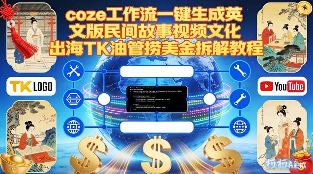 Coze扣子工作流一键生成英文版民间故事视频，文化出海TK油管捞美金拆解教程-weicye