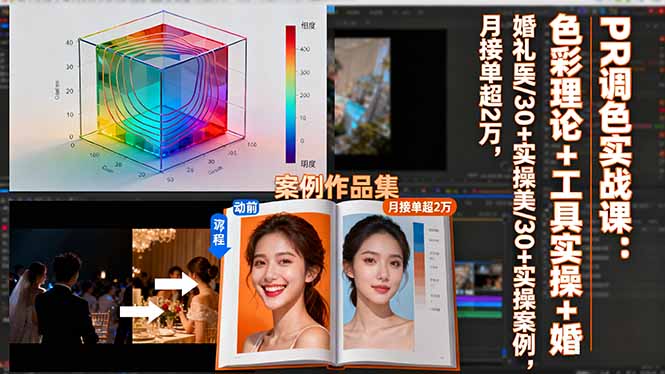 PR调色实战课：色彩理论+工具实操+婚礼医美/30+实操案例，月接单超2万-weicye