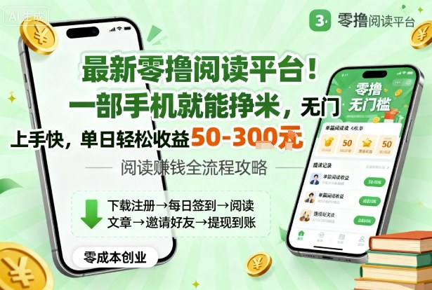 最新零撸阅读平台！一部手机就能挣米，无门槛上手快，单日轻松收益50-3张【揭秘】-weicye