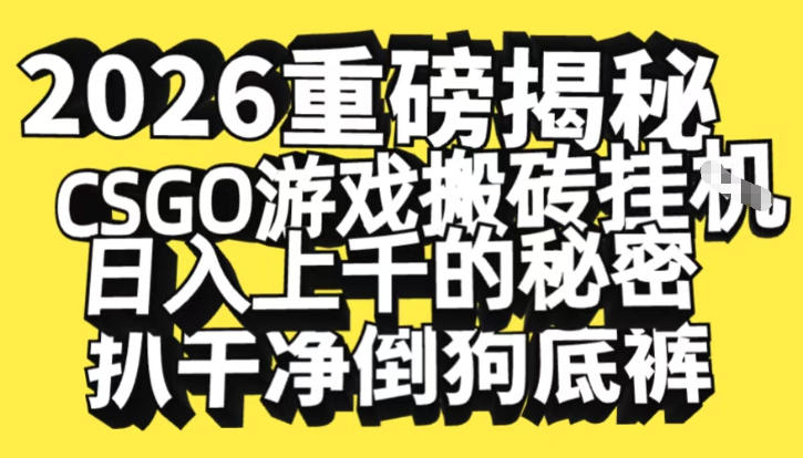2026开年重磅解密，CSGO游戏搬砖挂G日入1k+的秘密，把倒狗的底裤扒干【揭秘】-weicye