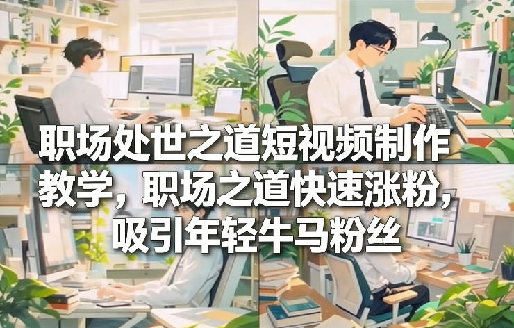职场处世之道短视频制作教学，职场之道快速涨粉，吸引年轻牛马粉丝-weicye