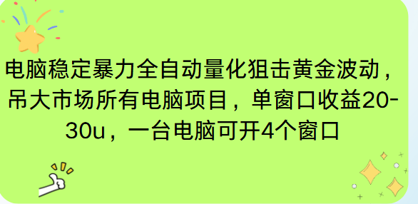 电脑EA策略挂机项目单窗口收益20-30u，单电脑可挂5-10个窗口收益稳健4位数-weicye