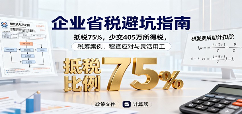 企业省税避坑指南：抵税75%，少交405万所得税，税筹案例，稽查应对与灵活用工-weicye
