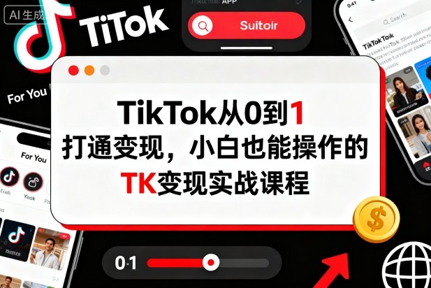 TikTok从0到1打通变现，小白也能操作的TK变现实战课程-weicye