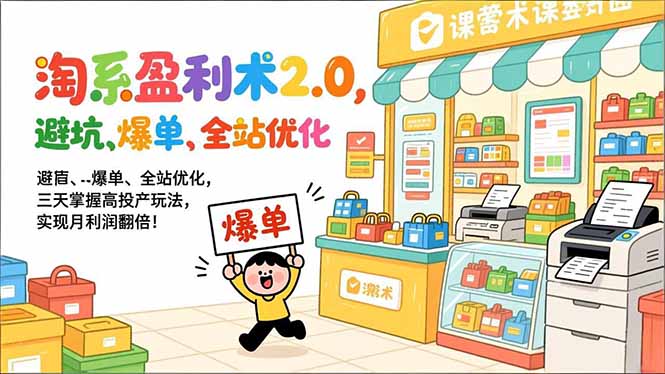 淘系盈利术2.0，避坑、爆单、全站优化，三天掌握高投产玩法，实现月利润翻倍！-weicye