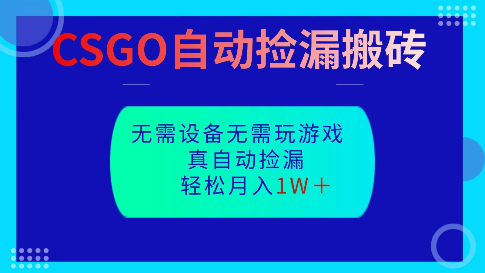 CSGO自动捡漏搬砖，当天操作当天见结果，无需了解游戏，包教包会包落地-weicye