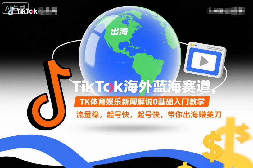 TikTok海外蓝海赛道，TK体育娱乐新闻解说0基础入门教学，流量稳，起号快，带你出海賺美刀-weicye