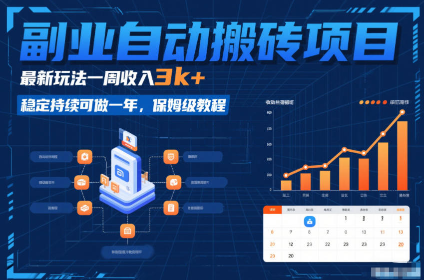 副业自动搬砖项目，最新玩法一周收入3k+，稳定持续可做一年，保姆级教程【揭秘】-weicye