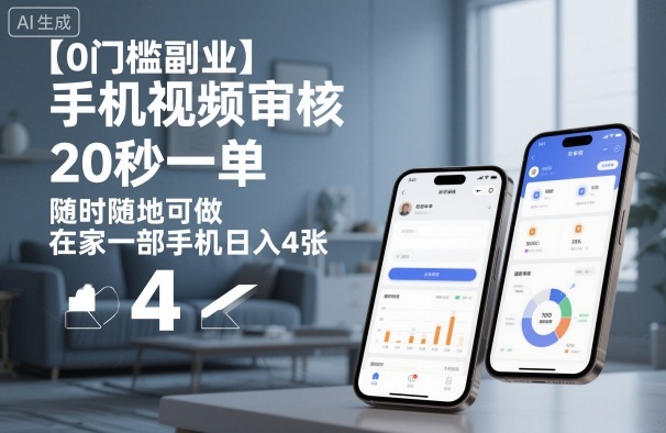 【0门槛副业】手机视频审核，20秒一单，随时随地可做，在家一部手机日入4张【揭秘】-weicye