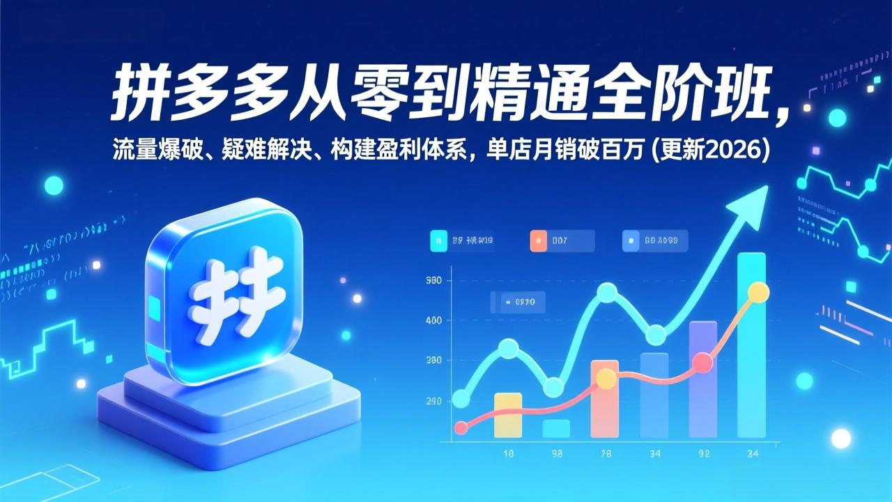 拼多多从零到精通全阶班，流量爆破、疑难解决，构建盈利体系，单店月销破百万(更新2026-weicye