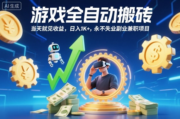 游戏全自动搬砖，当天就见收益，日入1K+，永不失业副业兼职项目【揭秘】-weicye
