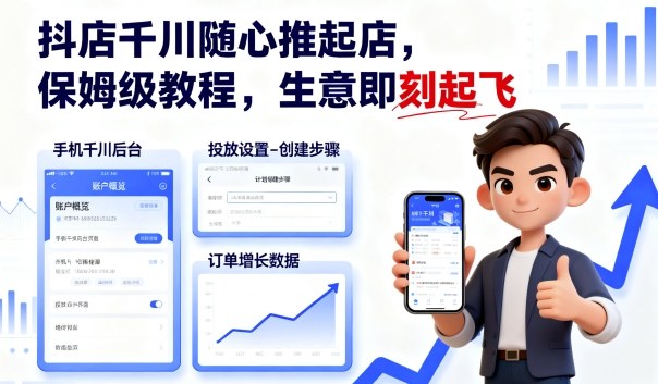 抖店千川随心推起店，保姆级教程，生意即刻起飞-weicye