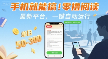 手机就能搞！零撸阅读挂G，最新平台，一键自动运行，随时随地挣，单日50-3张+【揭秘】-weicye