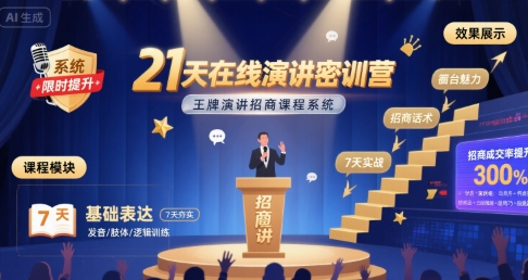 21天在线演讲密训营，王牌演讲招商课程系统-weicye