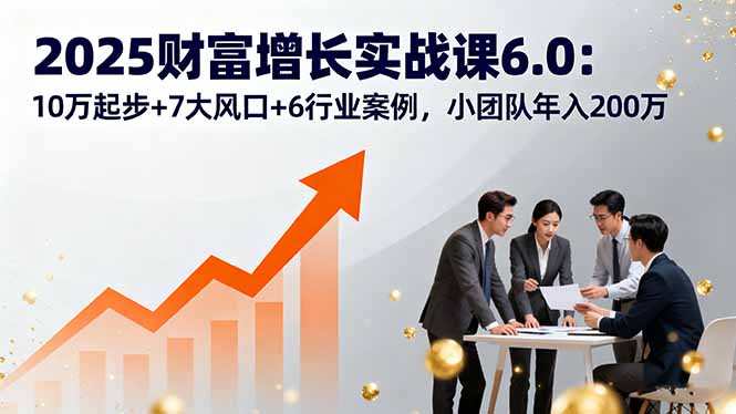2025财富增长实战课6.0：10万起步+7大风口+6行业案例，小团队年入200万-weicye