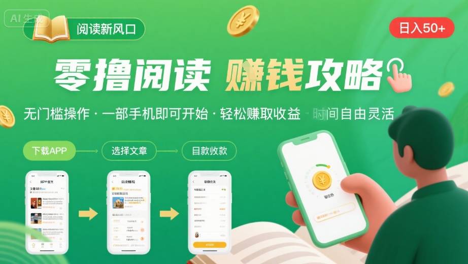 零撸阅读新风口，无门槛轻松挣，一部手机，日入 50-3张【揭秘】-weicye