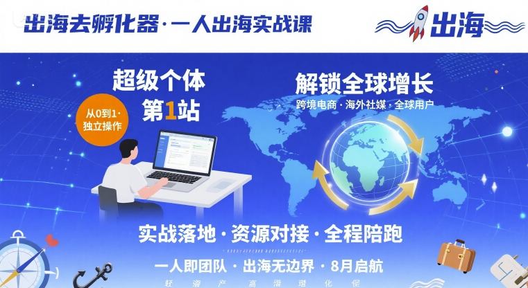 出海去孵化器，一人出海实战课，​超级个体第1站，解锁全球增长-weicye