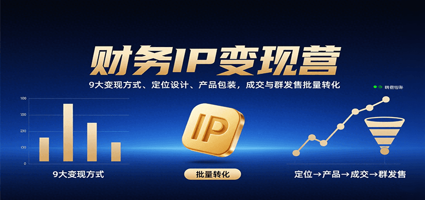 财务IP变现营：9大变现方式、定位设计、产品包装，成交与群发售批量转化-weicye