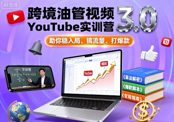 跨境油管视频YouTube实训营3.0，助你稳入局、搞流量、打爆款-weicye