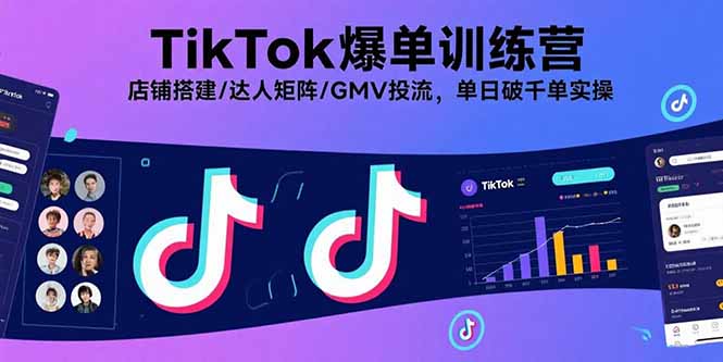 TikTok爆单训练营，店铺搭建/达人矩阵/GMV投流，单日破千单实操-weicye