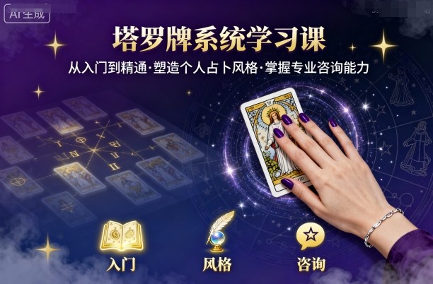 塔罗牌系统学习课，助你从入门到精通，塑造个人占卜风格，掌握专业咨询能力-weicye