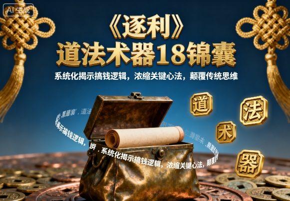 《逐利》道法术器18锦囊，系统化揭示搞钱逻辑，浓缩关键心法，颠覆传统思维-weicye