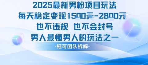 2025最新男粉项目玩法每天变现1k+也不违规也不会封号男人最懂男人的玩法-weicye