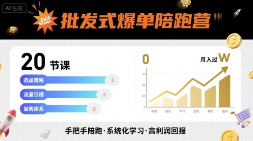 批发式爆单陪跑营，20节课带你实现批发式爆单，带你经松月入过W-weicye