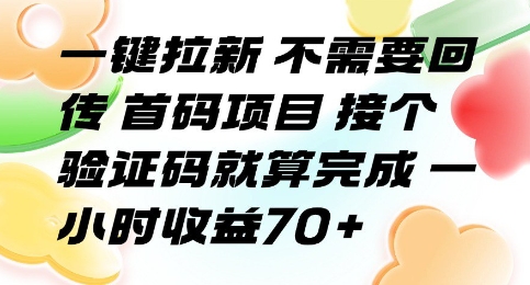 一键拉新 不需要回传 首码项目 接个验证码就算完成 一小时收益70+【揭秘】-weicye