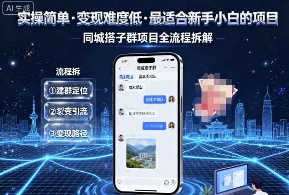 实操简单，变现难度低，最适合新手小白做的项目，每天轻松收入3张，同城搭子群项目全流程拆解-weicye