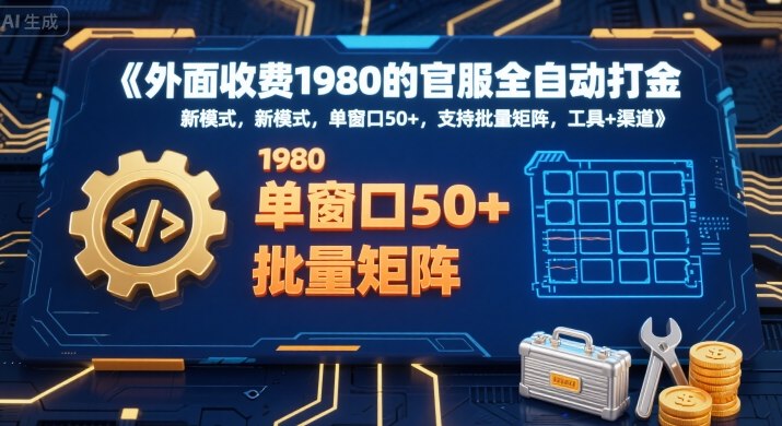 外面收费1980的官服全自动打金，新模式，单窗口50+，支持批量矩阵，工具+渠道【揭秘】-weicye