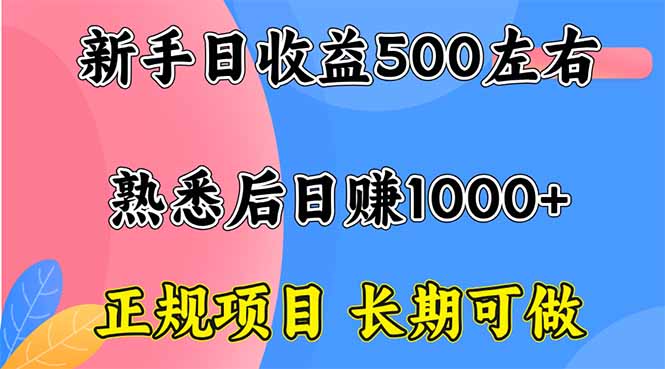 新手日收益500+ 正规项目 长期可做-weicye